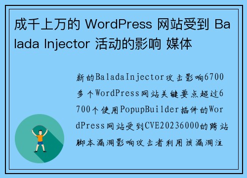 成千上万的 WordPress 网站受到 Balada Injector 活动的影响 媒体