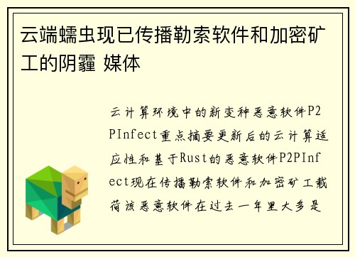 云端蠕虫现已传播勒索软件和加密矿工的阴霾 媒体